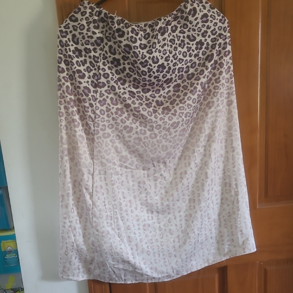 Women's Purple Leopard Print Satin Skirt Wd Ny Small Polyester Midi